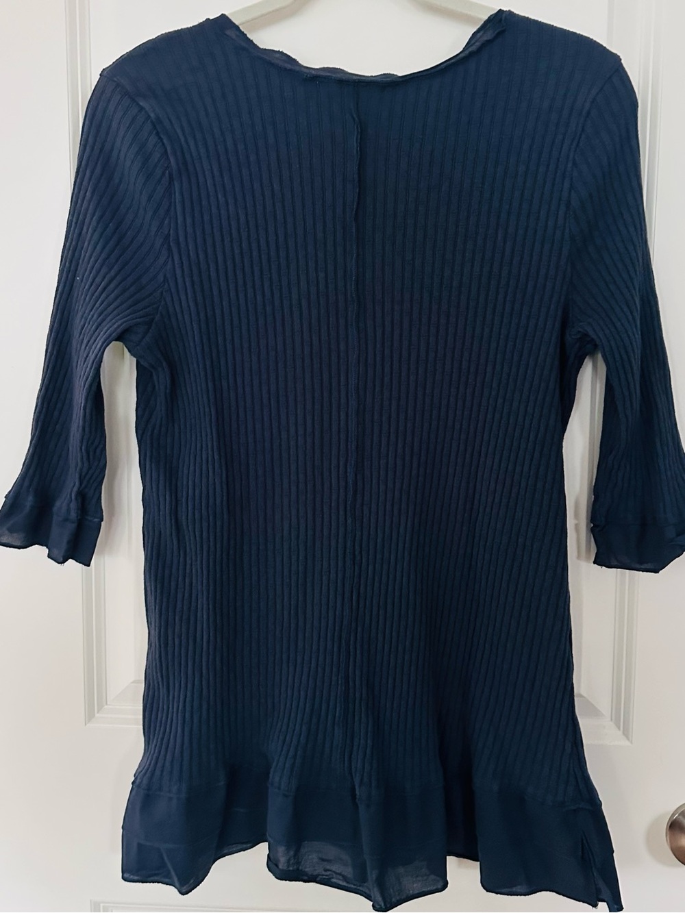 Soft Surroundings “Barbara” Navy Blue V-Neck Ribbed Tunic Top - XL - Picture 3 of 7